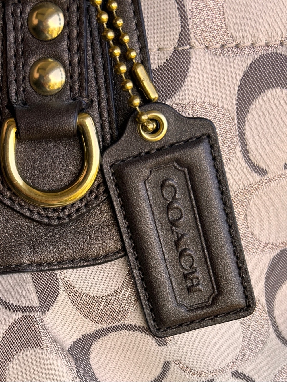 Coach Signature Canvas Shoulder Bag in Beige and Brown - Picture 4 of 12